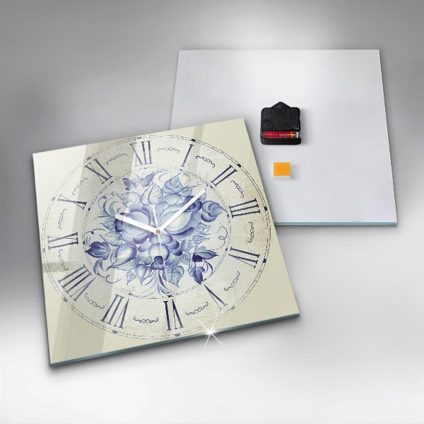 Orologio quadrato Fiori blu