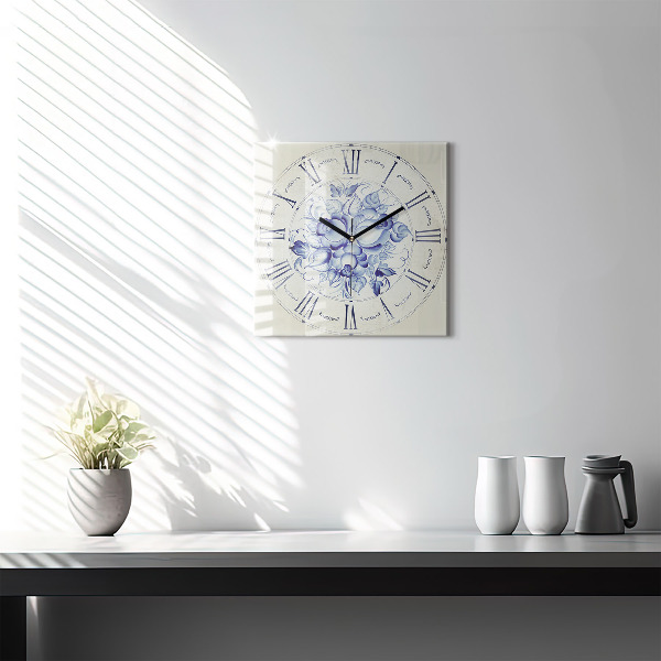 Orologio quadrato Fiori blu