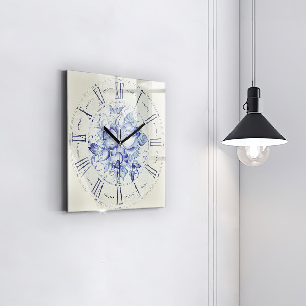Orologio quadrato Fiori blu