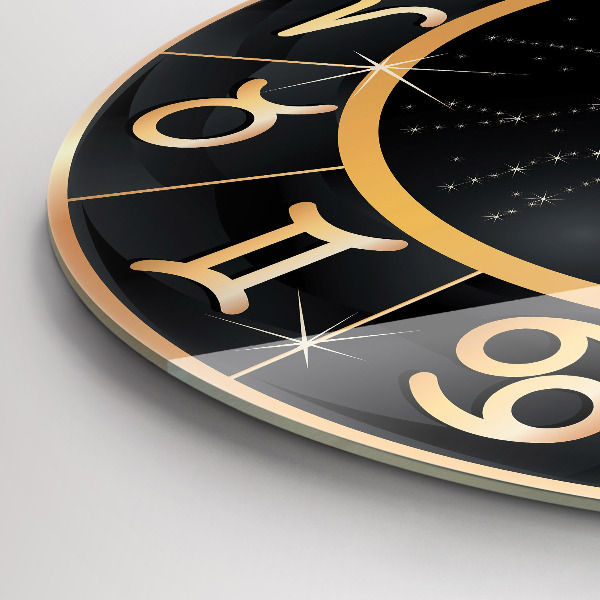 Orologio rotondo Segni zodiacali neri