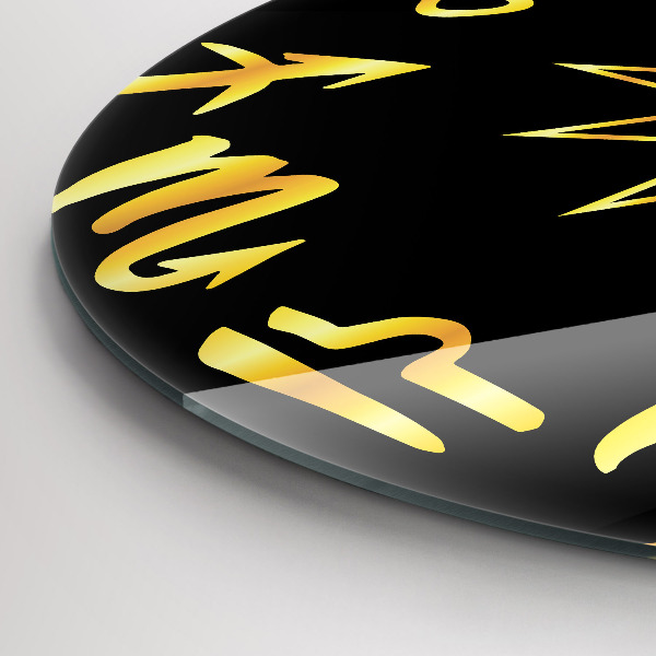 Orologio rotondo Segni zodiacali e sole dorati