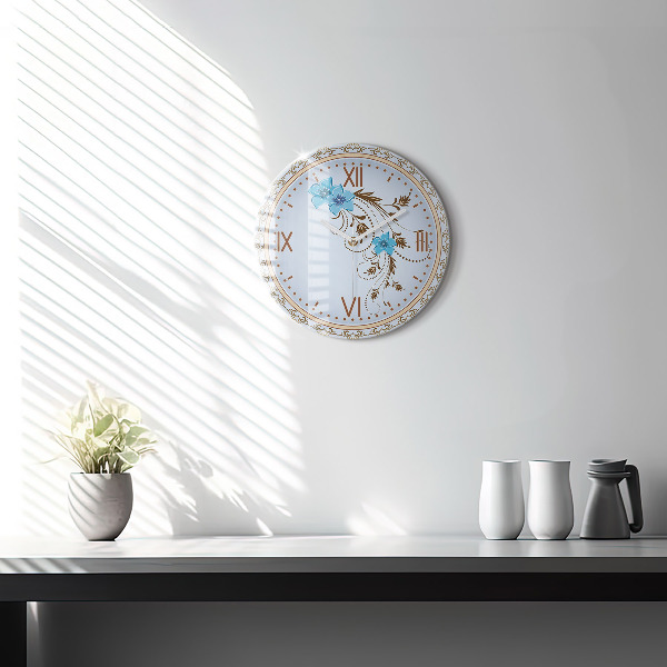 Orologio rotondo Fiori blu