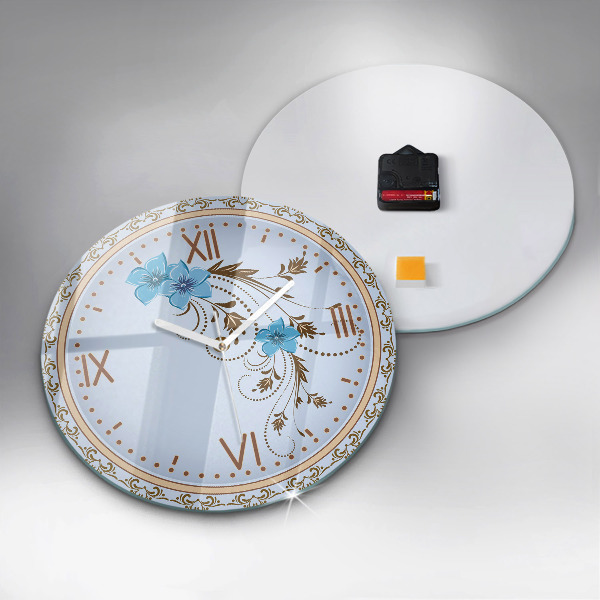 Orologio rotondo Fiori blu