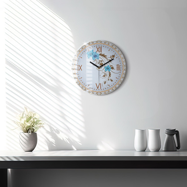 Orologio rotondo Fiori blu