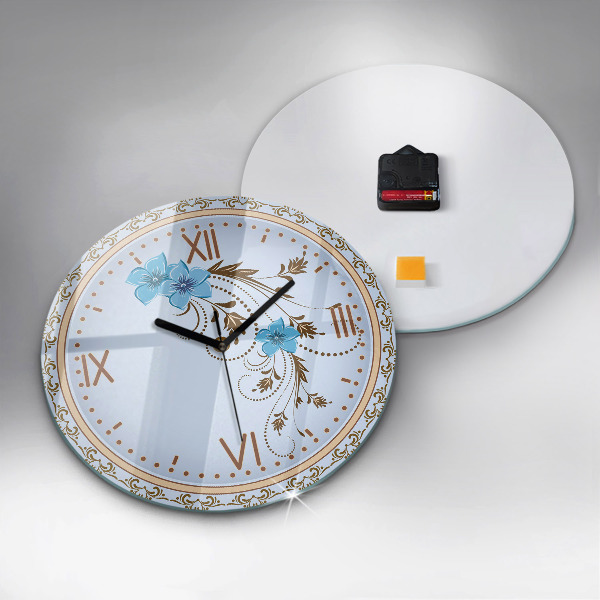 Orologio rotondo Fiori blu