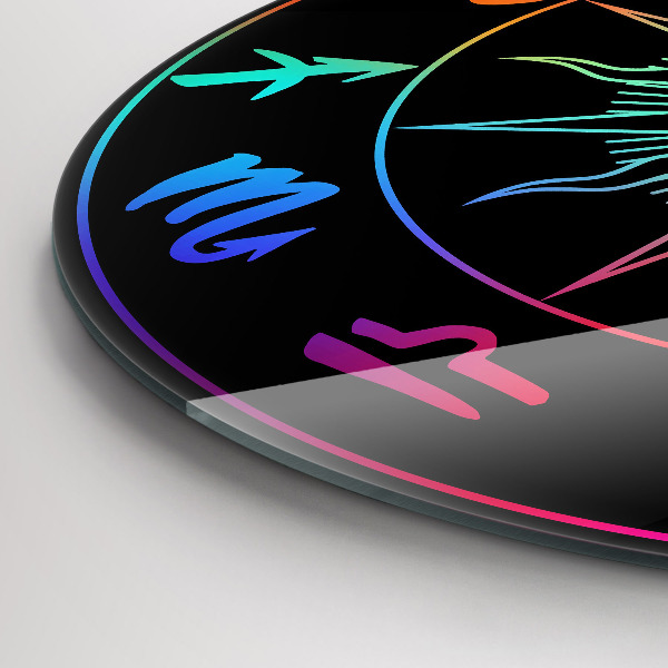 Orologio rotondo Segni zodiacali arcobaleno e il sole